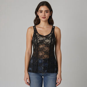 Intimately Free People Black Lace Tank Top Small
